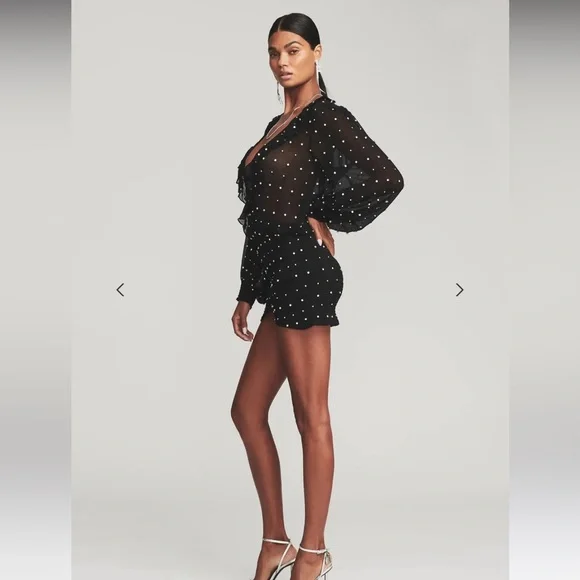 Retrofete Black Mini Dress with Silver Accents - Picture 3 of 6